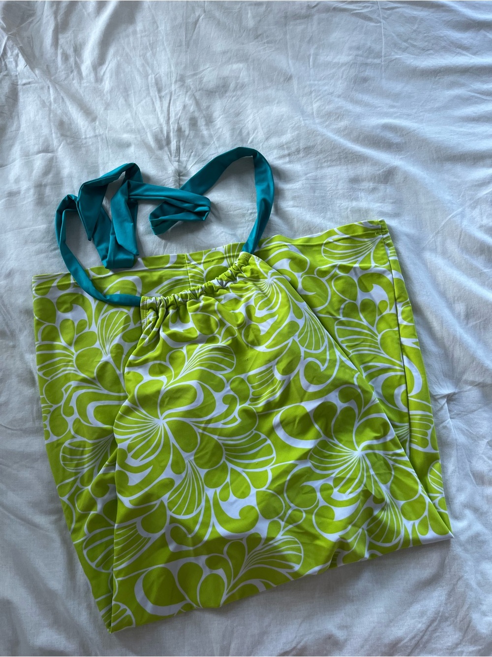Athleta Lime Green and Teal Floral One-Piece Dress